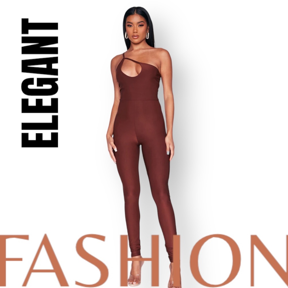 pretty little thing brown jumpsuit
